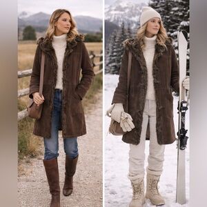 BEN SHERMAN Vintage‎ Suede Penny Lane Shearling Coat | Rustic Luxe Après-Ski